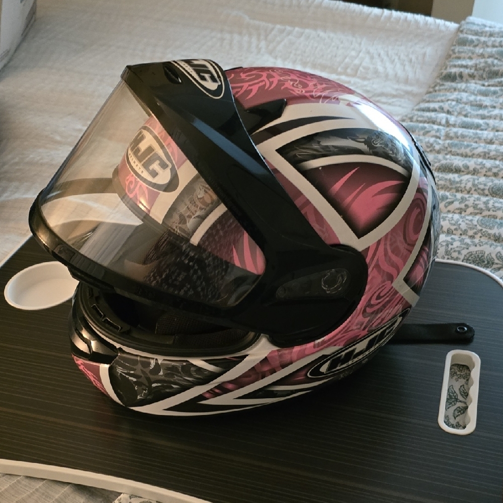 Pink Graphic Full-Face Motorcycle Helmet